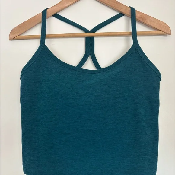 Beyond Yoga Spacedye Slim Racerback Cropped Tank in Majestic Blue Heather, L - Picture 3 of 5